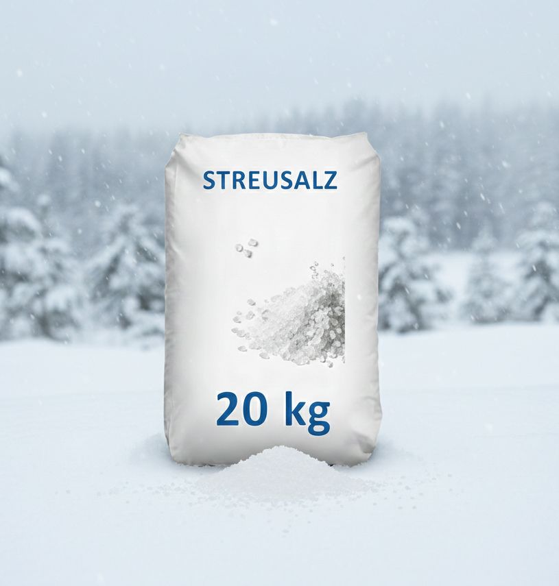 20 kg Streusalz-Sack in Winterlandschaft