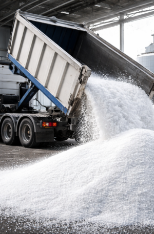 Vakuumsalz lose &ndash; Anlieferung per Kipper-LKW
