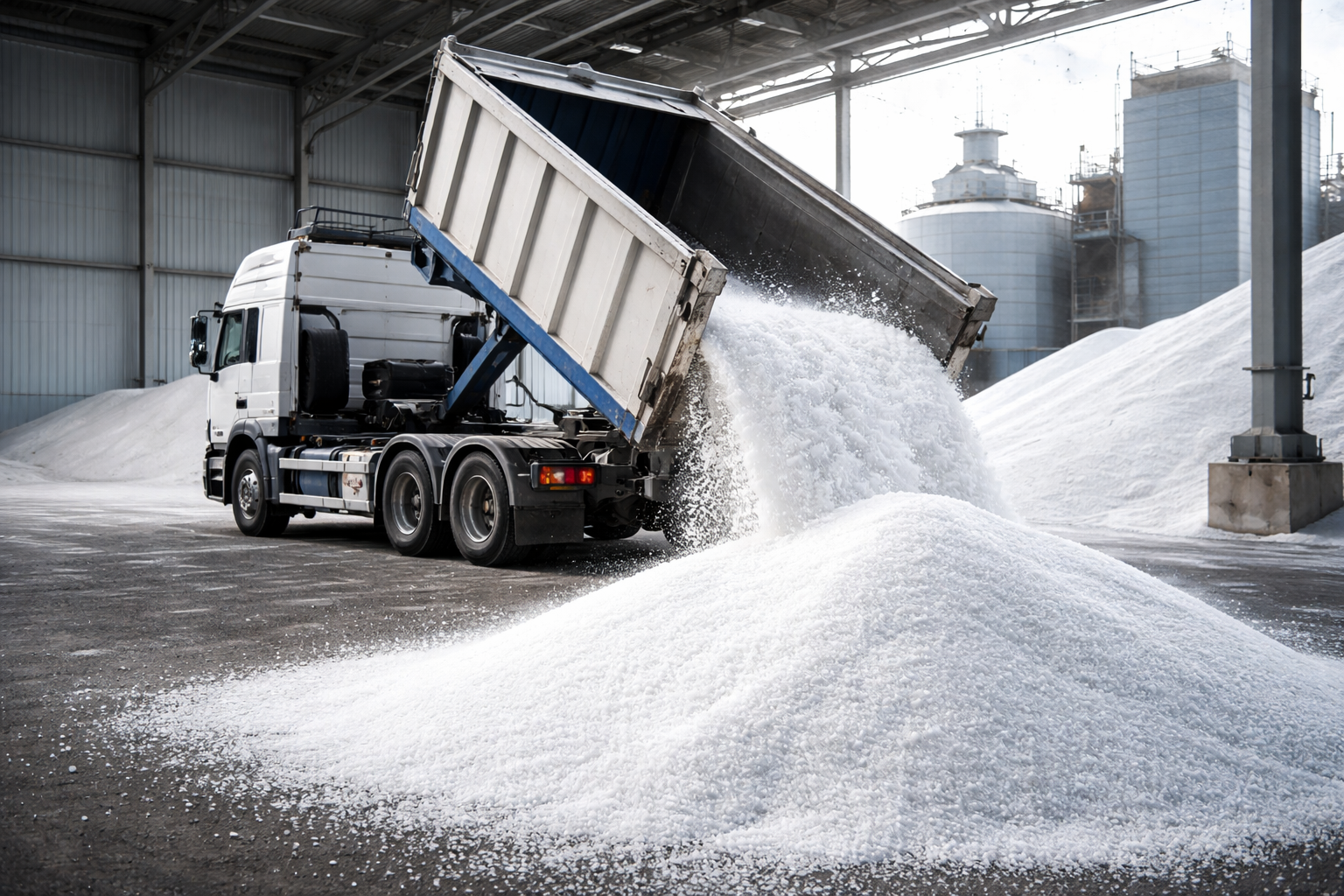 Vakuumsalz lose – Anlieferung per Kipper-LKW