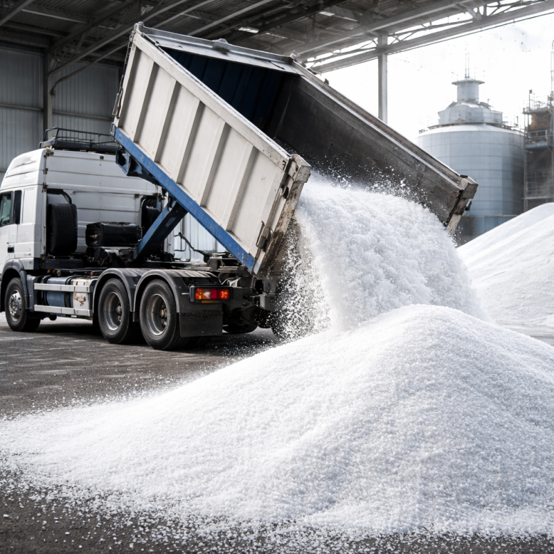 Vakuumsalz lose – Anlieferung per Kipper-LKW